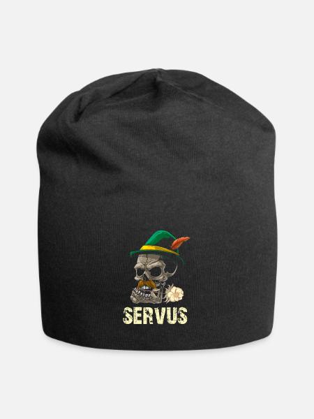 Servus Totenkopf und Edelweiß - Jersey-Beanie - Schwarz