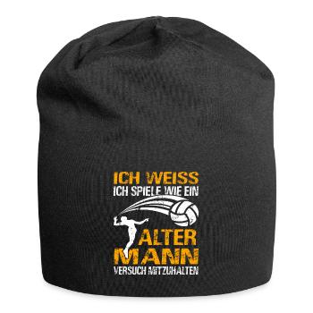 Beachvolleyball Volleyball Opa Volleyballer Papa - Jersey-Beanie - Schwarz - Vorne