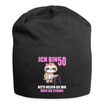50 bitte helfen Sie mir über Straße 50. Geburtstag - Jersey-Beanie - Schwarz - Vorne