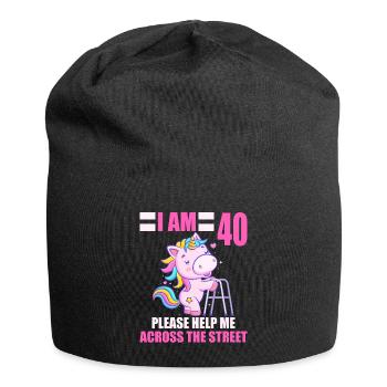 40 bitte helfen Sie mir über Straße 40. Geburtstag - Jersey-Beanie - Schwarz - Vorne