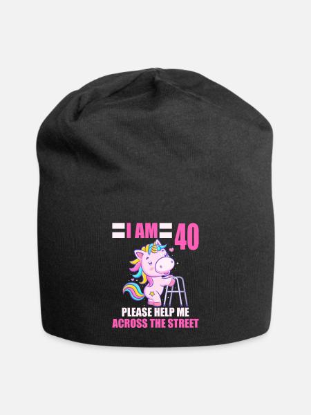 40 bitte helfen Sie mir über Straße 40. Geburtstag - Jersey-Beanie - Schwarz