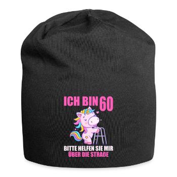 60 bitte helfen Sie mir über Straße 60. Geburtstag - Jersey-Beanie - Schwarz - Vorne