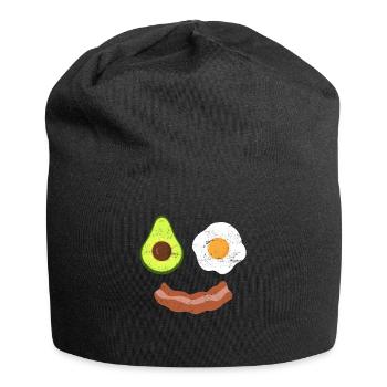 Brunch Petit déjeuner Bacon Oeuf Avocat Oeuf au Plat - Bonnet en jersey - noir - Devant