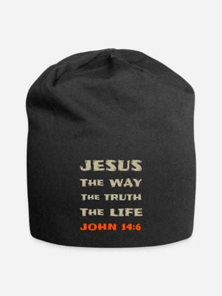 Jesus Weg, Wahrheit, Leben Johannes 14,6 - Jersey-Beanie - Schwarz
