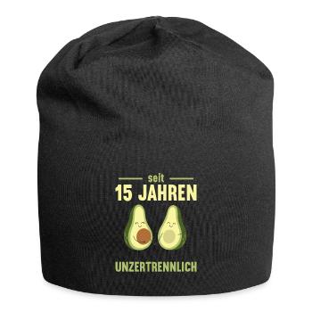 15 Jahre verheiratet Avocado 15. Hochzeitstag - Jersey-Beanie - Schwarz - Vorne