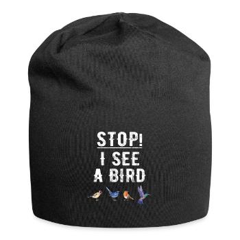 Birds Watching Binoculars Bird Illustration Saying - Jersey Beanie - black - Front