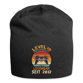 Level 10 Freigeschaltet - 10. Geburtstag Shirt - Jersey-Beanie - Schwarz - Vorne