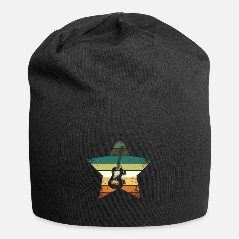 Ukulele Vintage - Jersey-Beanie - Schwarz