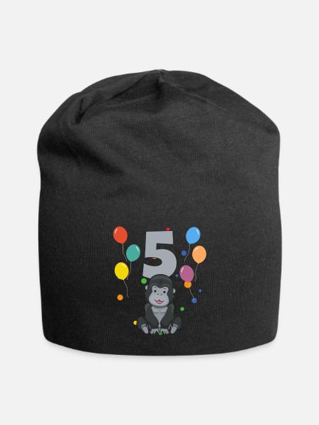 5. Geburtstag Kindergeburtstag 5 Jahre Gorilla - Jersey-Beanie - Schwarz