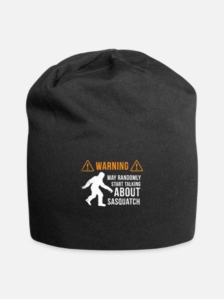 Sasquatch Warning Shirt Bigfoot Gift Sasquatching - Jersey Beanie - black