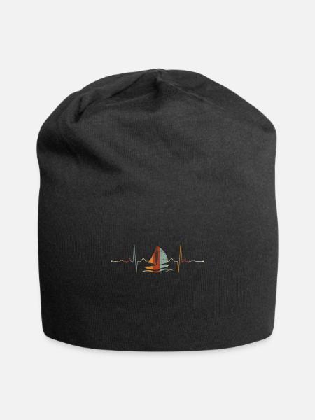 Vintage Sailboat Heartbeat Sailboat EKG Boat - Jersey-Beanie - Schwarz