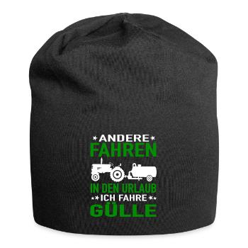 Landwirt Bauernhof Bauer Gülle fahren Güllewagen - Jersey-Beanie - Schwarz - Vorne