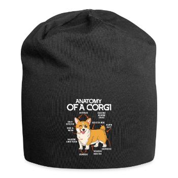 Dog Anatomy Welsh Corgi Dog Anatomy - Jersey Beanie - black - Front
