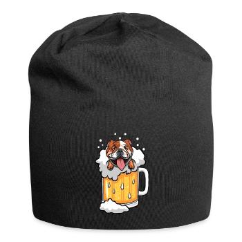 Bouledogue anglais dans un verre de bière - Bonnet en jersey - noir - Devant