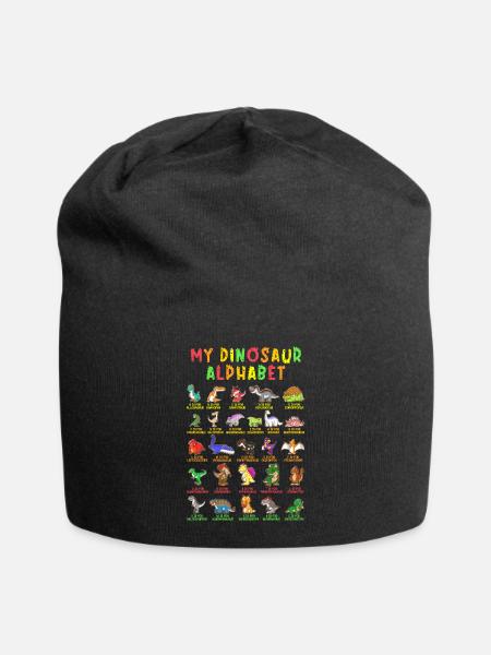 Dinosaures Alphabet Apprendre Abécédaire Cadeau - Bonnet en jersey - noir