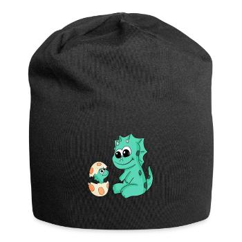 Dinosaures avec des dinosaures bébé - Bonnet en jersey - noir - Devant