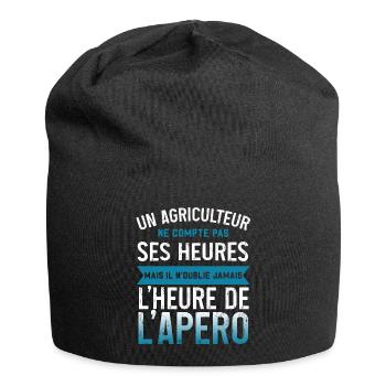 Un agriculteur ne compte pas ses heure humour - Bonnet en jersey - noir - Devant