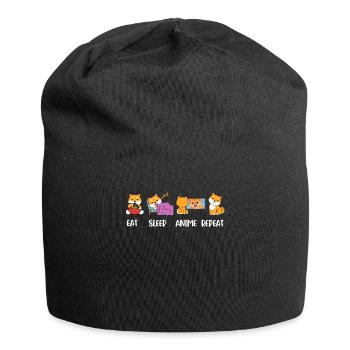 Eat Sleep Anime Repeat Anime Gift - Jersey Beanie - black - Front