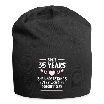 35 Jahre verheirtatet 35. Hochzeitstag - Jersey-Beanie - Schwarz - Vorne
