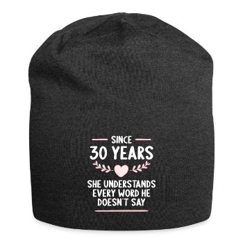 30 years married 30th wedding anniversary - Jersey Beanie - charcoal grey - Front