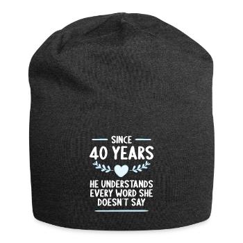40 years married 40th wedding anniversary - Jersey Beanie - charcoal grey - Front
