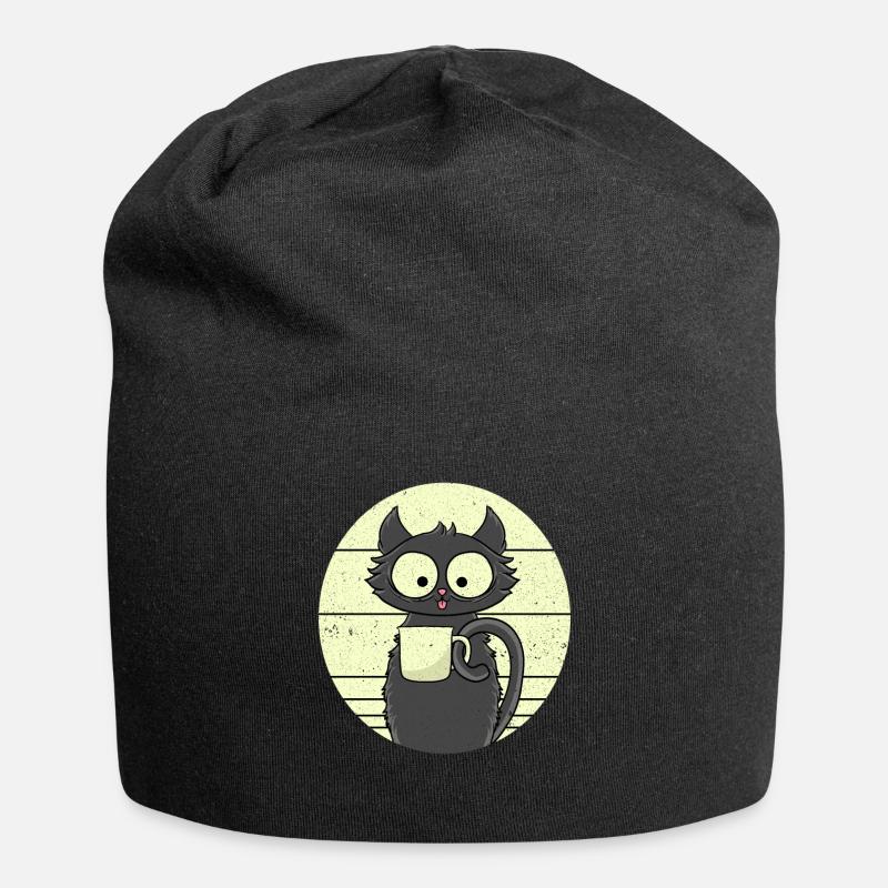 Kaffee Katze - Jersey-Beanie - Schwarz
