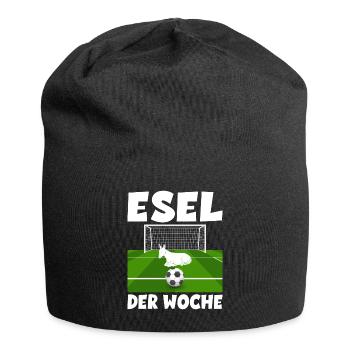Esel der Woche Torwart Spieler und Fußball - Jersey-Beanie - Schwarz - Vorne