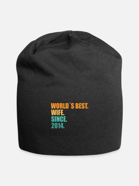 Beste Ehefrau seit 2014 7. Hochzeitstag - Jersey-Beanie - Schwarz