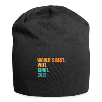 Meilleure épouse depuis 2021 1er anniversaire de mariage - Bonnet en jersey - noir - Devant