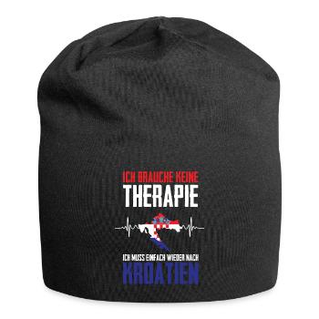 Kroatien Keine Therapie Urlaub Kroatien Herzschlag - Jersey-Beanie - Schwarz - Vorne