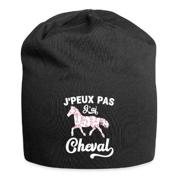 J'Peux Pas J'ai Cheval Humour Fille Équitation - Bonnet en jersey - noir - Devant