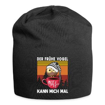 Der Frühe Vogel Kann Mich Mal Eule Kaffee - Jersey-Beanie - Schwarz - Vorne