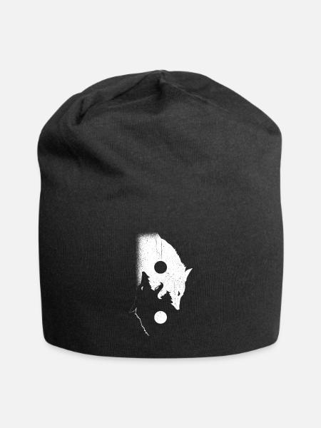 Wolf - Jersey-Beanie - Schwarz