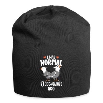 J’étais normal il y a 2 cockatiels visage blanc - Bonnet en jersey - noir - Devant