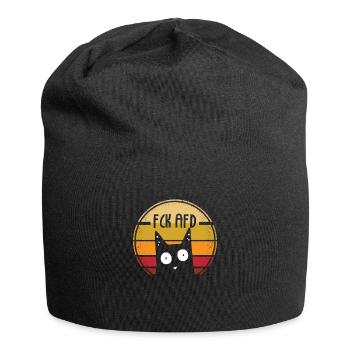 FCK AFD Katze Politik gegen Rechts Retro Katzen - Jersey-Beanie - Schwarz - Vorne