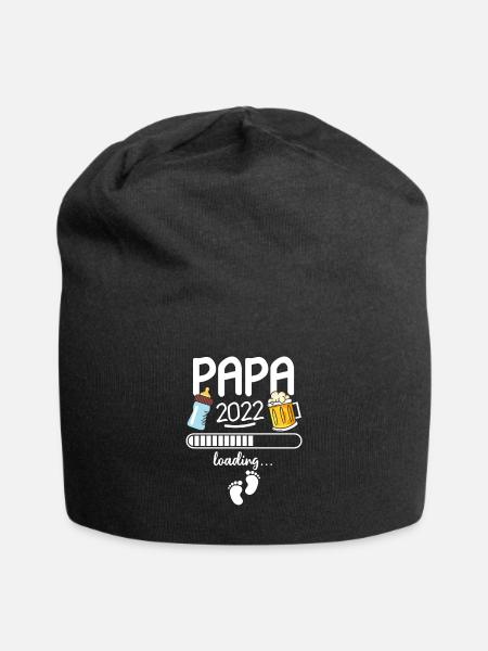 Papa 2022 Loading Werdender Vater Ankündigung - Jersey-Beanie - Schwarz