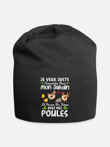 Jardin Et Poules Humour Idée Cadeau Jardinage - Bonnet en jersey - noir