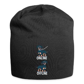 Dachshund with leash and funny dog saying - Jersey Beanie - black - Front