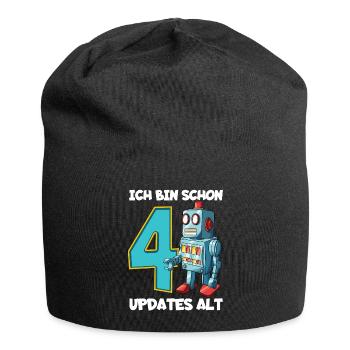 Geburtstagsshirt 4 Jahre Roboter 4. Geburtstag - Jersey-Beanie - Schwarz - Vorne