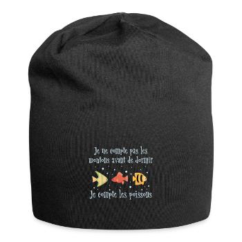 Je compte les poissons pêche - Jersey-Beanie - Schwarz - Vorne