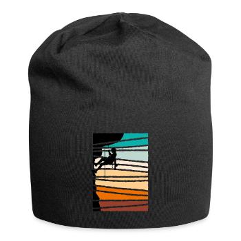 Klettern Felsklettern Bergsteigen - Jersey-Beanie - Schwarz - Vorne