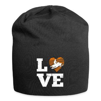 Motorschlitten Love Schneemobil Snowmobil - Jersey-Beanie - Schwarz - Vorne
