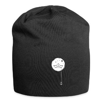 Paper ship Paper boat with anchor in the sea - Jersey Beanie - black - Front