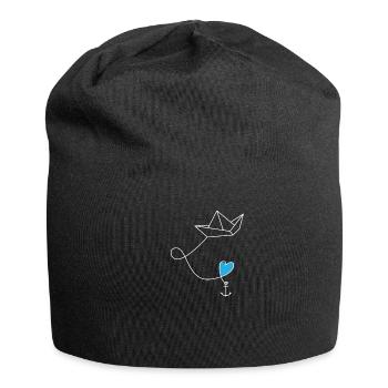 Paper ship Paper boat with anchor in the sea - Jersey Beanie - black - Front
