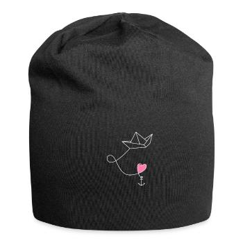 Paper ship Paper boat with anchor in the sea - Jersey Beanie - black - Front