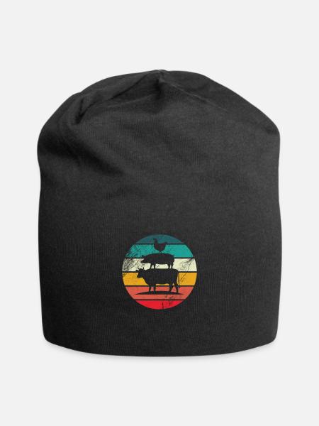 Kuh Schwein Huhn Turm Bauern Bauernhof Geschenk - Jersey-Beanie - Schwarz