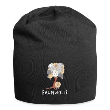 Baumwolle Schafe am Baum Schaf Wortspiel - Jersey-Beanie - Schwarz - Vorne