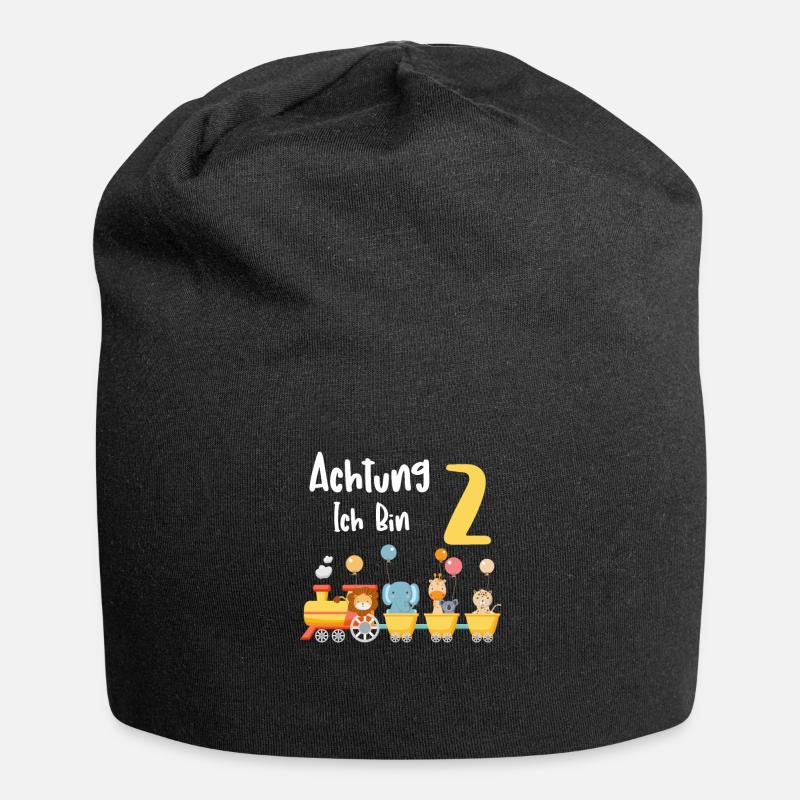 Kinder 2. Geburtstag Eisenbahn Zug 2 Jahre Junge - Jersey-Beanie - Schwarz