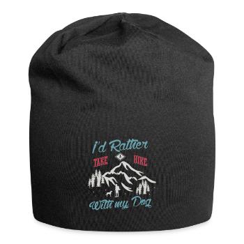 Funny Hiking Hiking with dog - Jersey-Beanie - Schwarz - Vorne