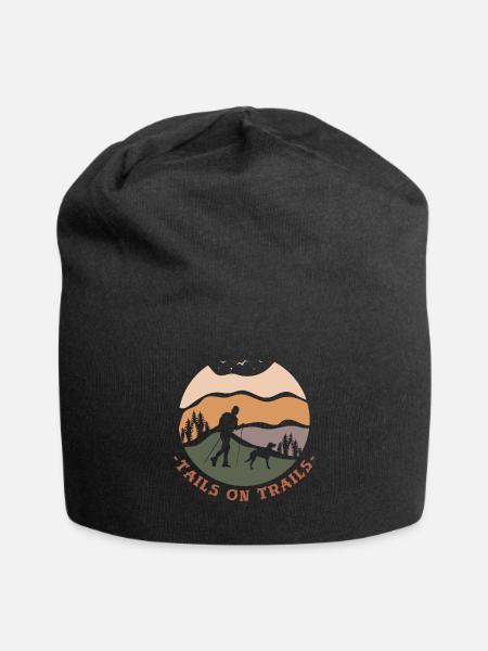 Funny Hiking Hiking with dog - Jersey Beanie - black